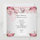 バプティスピンクシルバーハートクロスガールバラ5 招待状 (裏面)