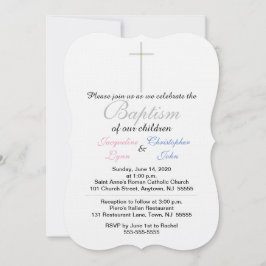 バプティスピンクブルーツインズ招待状 招待状