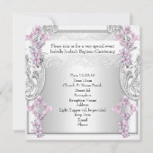 バプティスピンクホワイトクロスガールフォト《キリスト教》洗礼式や命名式 招待状 (裏面)