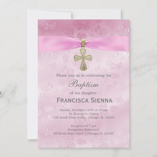 バプティスピンクローズ 招待状 (正面)