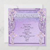 バプティスピンク薄紫クロスガールフォト《キリスト教》洗礼式や命名式 招待状 (裏面)