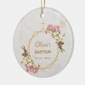 バプティスピンク金ゴールドガールフォトオーキッズマーブルーフローラ セラミックオーナメント (左)