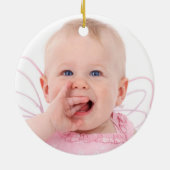 バプティスピンク金ゴールドガールフォトオーキッズマーブルーフローラ セラミックオーナメント (裏面)