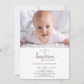 バプティスフォトガールエレガントグリッター招待状 招待状 (正面)