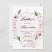 バプティスフォトピンクローズフローラ女子 招待状 (正面)