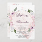 バプティスフォトピンクローズフローラ女子 招待状 (正面/裏面)