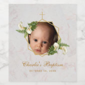 バプティスフォトフローラカラリリー金ゴールド大理石 ワインラベル (シングルラベル)