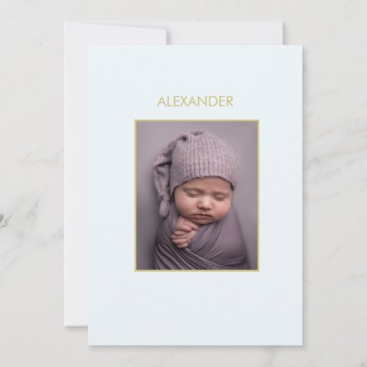 バプティスフォトブルー金ゴールド少年の宗教 招待状 (裏面)