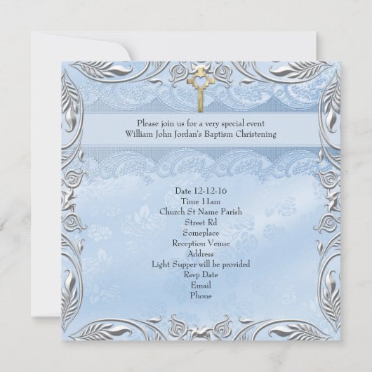 バプティスブルークロスボーイダマスク《キリスト教》洗礼式や命名式聖書 招待状 (裏面)