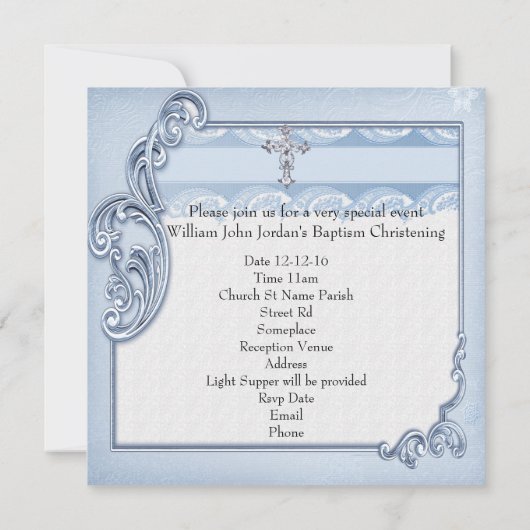 バプティスブルークロスボーイダマスク《キリスト教》洗礼式や命名式 招待状 (裏面)