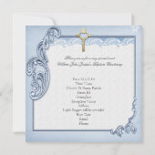 バプティスブルークロスボーイ《キリスト教》洗礼式や命名式写真 招待状 (裏面)