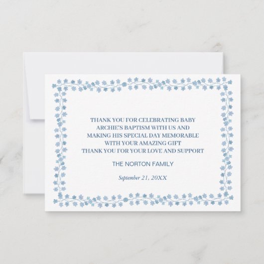 バプティスブルーグリーンフローラサンキュー サンキューカード (裏面)