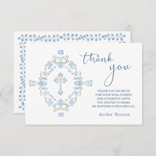 バプティスブルーグリーンフローラサンキュー サンキューカード (正面/裏面)