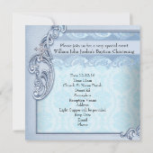 バプティスブルーティール（緑がかった色）クロスボーイダマスク《キリスト教》洗礼式や命名式 招待状 (裏面)