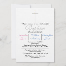 バプティスブルーピンクトリプレット 招待状