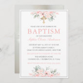 バプティスベビーガール招待状ピンク文房具 招待状 (正面/裏面)