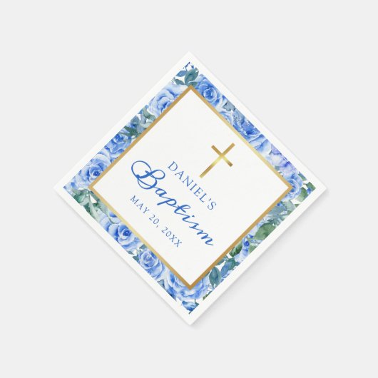 バプティスボーイモダンバラダスティブルーウォーター色 スタンダードカクテルナプキン (角)