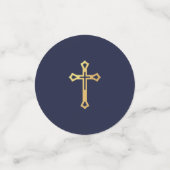 バプティスボーイ写真海軍ブルーフェイク金ゴールドクロスクレスト コンフェッティ (スモール正面)