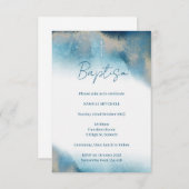 バプティスボーイ招待状。青と金ゴールドの水色 招待状 (正面/裏面)