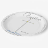 バプティスボーイ青の名前シルバークロス ペーパープレート (アングル)