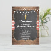 バプティスマクロス《キリスト教》洗礼式や命名式レッドチェックギンガムチョーク 招待状 (スタンド正面)