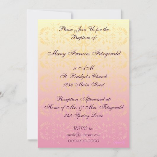 バプティスマフローラクロスパステルカスタム招待状 招待状 (裏面)