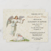 バプティスマルベビーガールエンジェルヴィンテージ招待状 招待状 (正面/裏面)