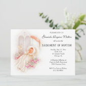 バプティスマルベビーガールピンクフラワーズ招待状 招待状 (スタンド正面)