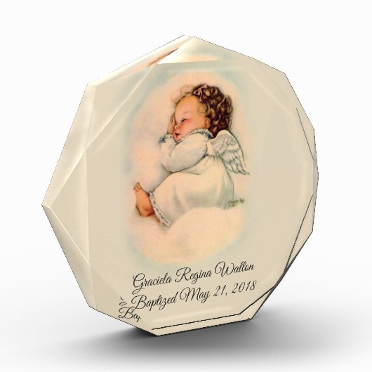 バプティスマルヴィンテージベビーガールエンジェル フォトブロック (左)