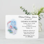 バプティスマル男の赤ちゃんブルーフラワーズ招待状 招待状 (スタンド正面)