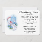 バプティスマル男の赤ちゃんブルーフラワーズ招待状 招待状 (正面)