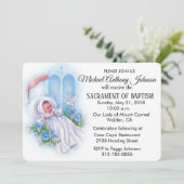バプティスマル男の赤ちゃんブルーフラワーズ招待状 招待状 (スタンド正面)