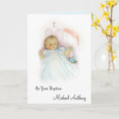 バプティスマル男の赤ちゃん賛美《キリスト教》洗礼式や命名式 カード (黄色い花)