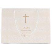 バプティスマ赤面ピンクデリケートフローラレース ラージペーパーバッグ (正面)