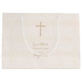 バプティスマ赤面ピンクデリケートフローラレース ラージペーパーバッグ (裏面)