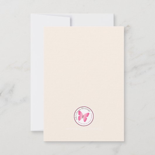 バプティスマ赤面ピンクデリケートフローラレース 招待状 (裏面)