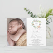 バプティスマ《キリスト教》洗礼式や命名式フローラガーランド写真 招待状 (スタンド正面)