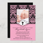 バプティスマ《キリスト教》洗礼式や命名式招待状フォトダマスクピンク 招待状 (正面/裏面)