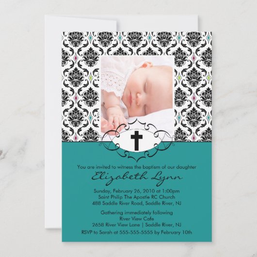 バプティスマ《キリスト教》洗礼式や命名式招待状フォトダマスク 招待状 (正面)