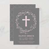 バプティスマ《キリスト教》洗礼式や命名式招待状-ベビーガール招待状 招待状 (正面/裏面)