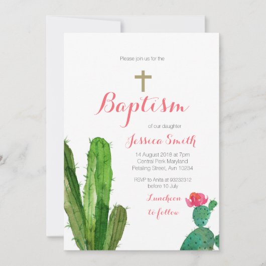 バプティスマ《キリスト教》洗礼式や命名式招待状-ベビーガール招待状 招待状 (正面)