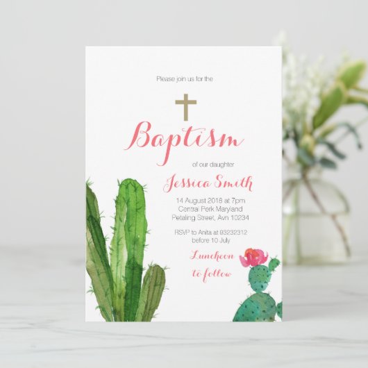 バプティスマ《キリスト教》洗礼式や命名式招待状-ベビーガール招待状 招待状 (スタンド正面)