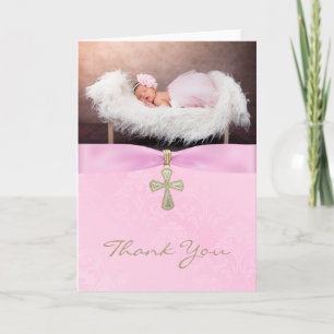 バプティスマ《キリスト教》洗礼式や命名式PhotoThank You Card for a Girl サンキューカード