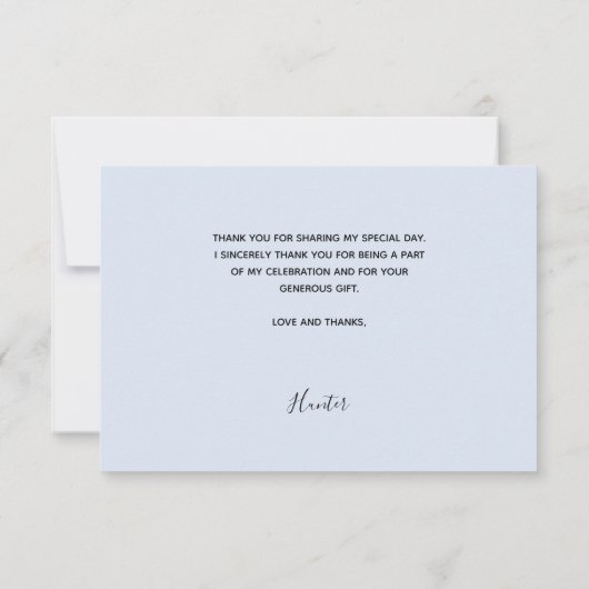 バプティスライトブルー写真スクリプト男の赤ちゃん サンキューカード (裏面)