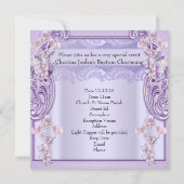 バプティスラベンダーピンククロスガールフォト《キリスト教》洗礼式や命名式 招待状 (裏面)