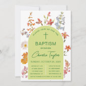 バプティスワイルドフラワーズグリーンアーチフローラ《キリスト教》洗礼式や命名式 招待状 (正面)