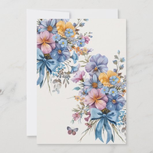 バプテエレガントィスモダンブルー・ウォーター・カラー・クロス 招待状 (裏面)