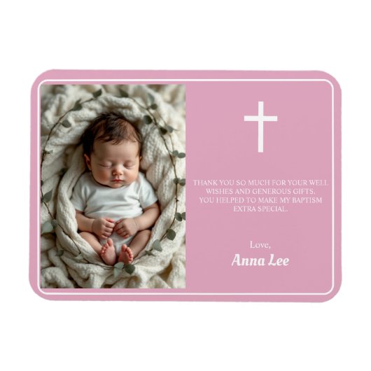 バプテエレガントスダスティピンクありがとう写真 マグネット (横)