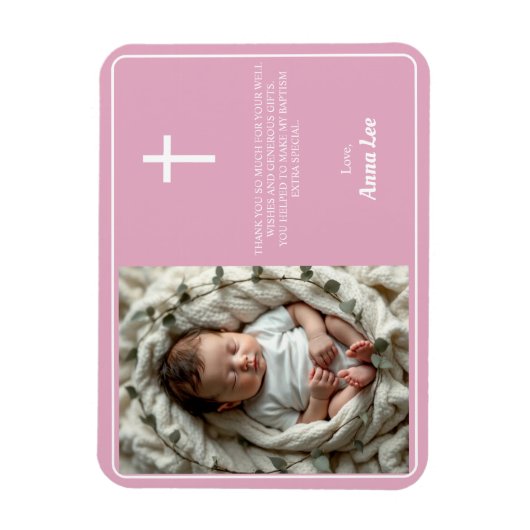 バプテエレガントスダスティピンクありがとう写真 マグネット (縦)