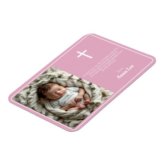 バプテエレガントスダスティピンクありがとう写真 マグネット (左側)